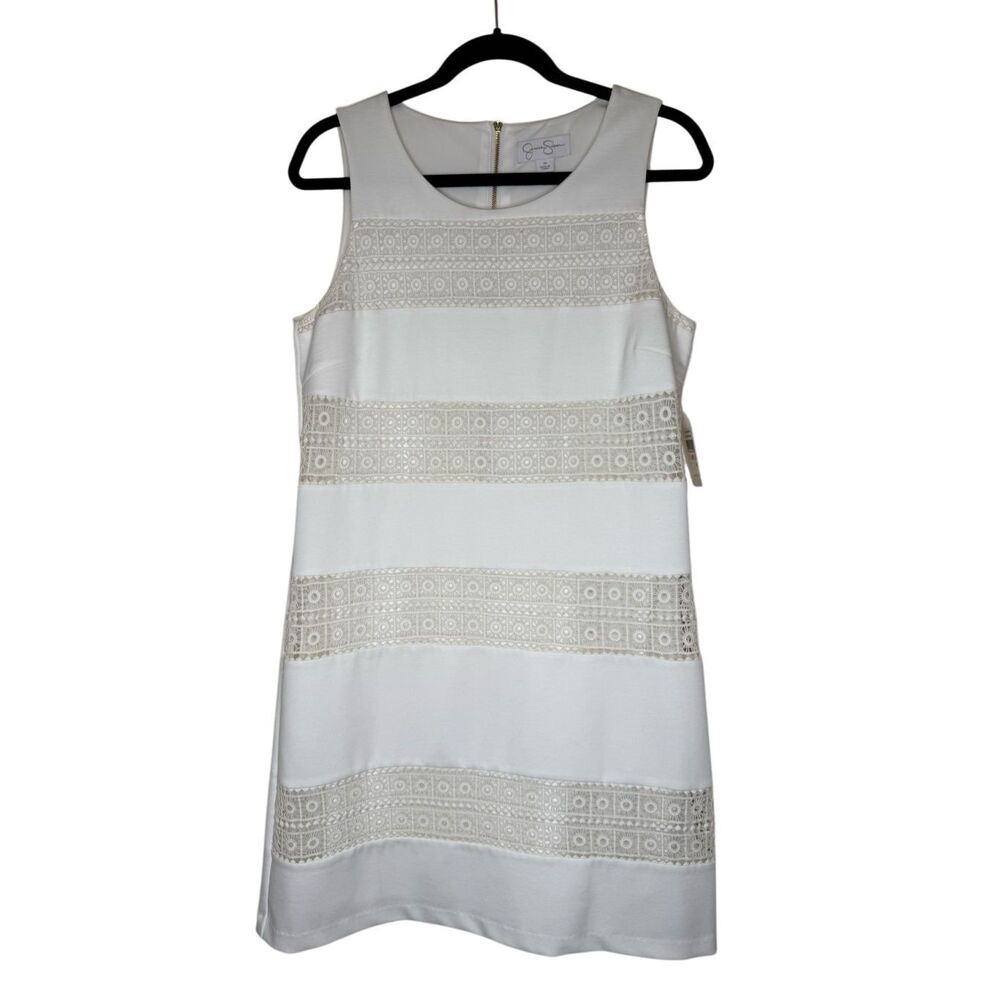 New Jessica Simpson Dress White Sleeveless With Crochet Lace Size 10 NWT Coastal